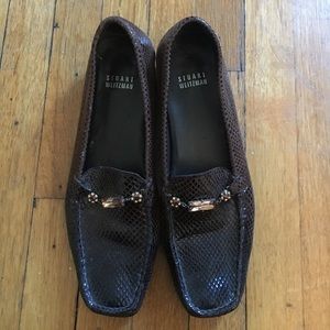 Brown jeweled Stuart Weitzman Loafers